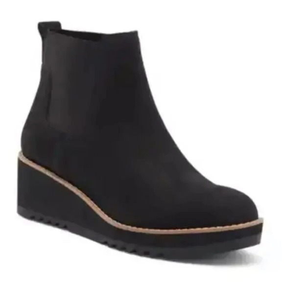 New! EILEEN FISHER Luv Black Suede Wedge Chelsea Boots Black Sz 7 $235 - Picture 1 of 4